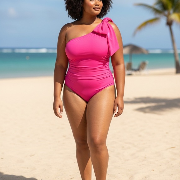 J. Crew Other - J Crew Women’s Bow Tie One Shoulder One Pc Fuchsia/Hot Pink Swimsuit Sz 24 NIP